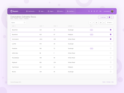 Datatable Rows with Details data datatable detail purple table