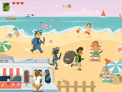 Game Design beach characters game animation illustration nintendo pixel pixel art pyxel edit summer videogame