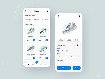 Shoes ecommerce app ui design by Hiten Makwana on Dribbble