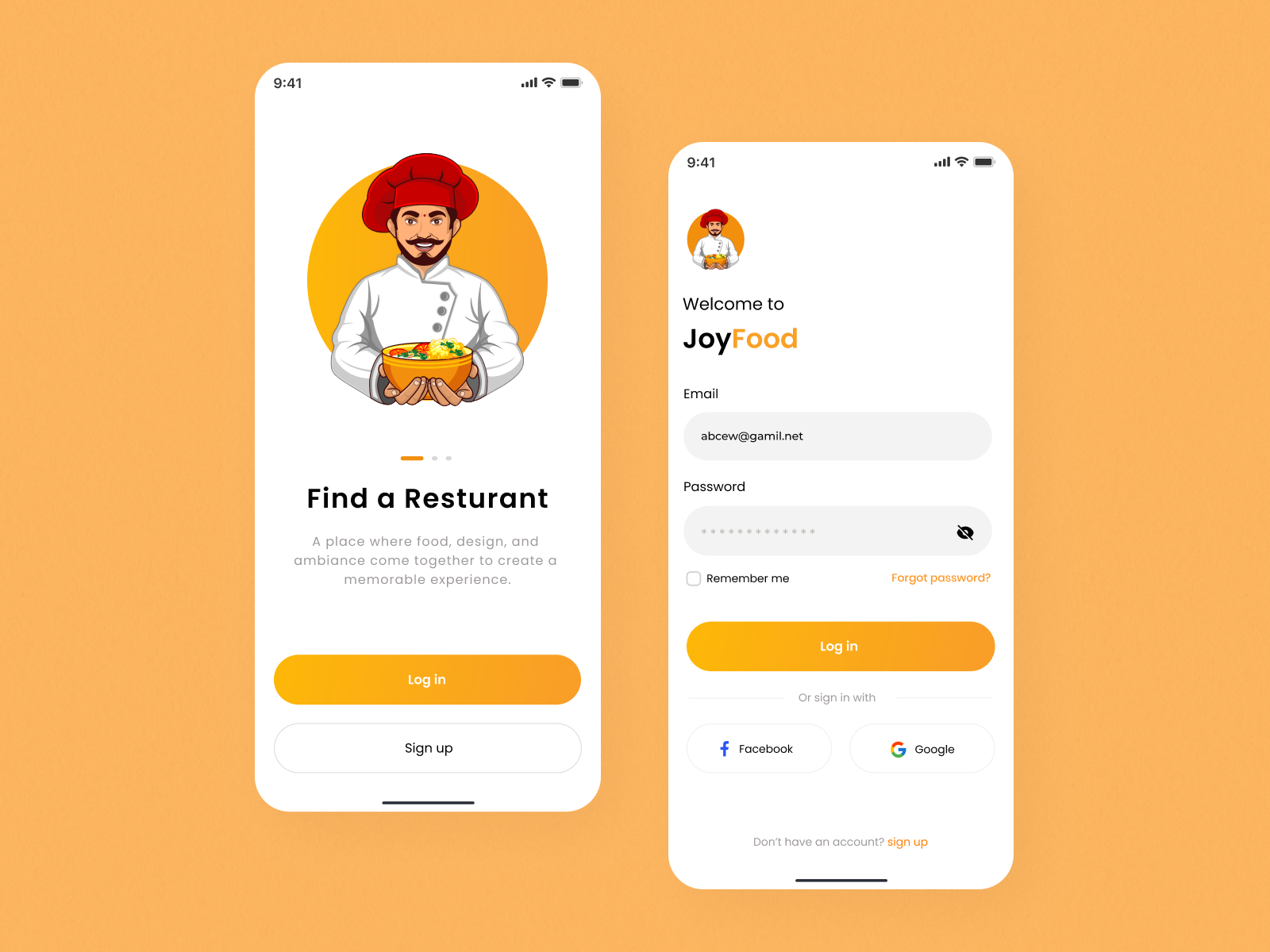 Login Screen Restaurant App By Hiten Makwana On Dribbble