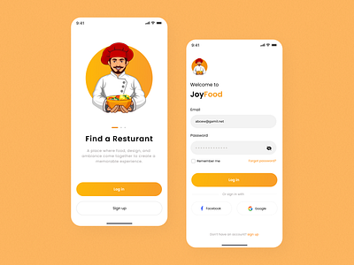 Login Screen | Restaurant App animation design food graphic design login logo minimal mobile restaurant sign up ui uiux ux