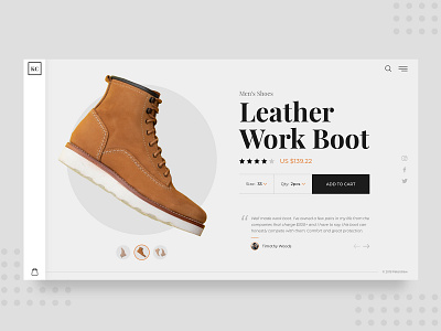 Daily UI #7 adobexd boot cart checkout daily ui dailyui ecommerce fashion figma leather modern photoshop product shoe shoes sketch template uidesign uiux website