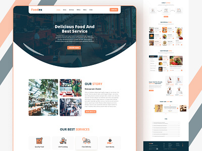 Restaurant Food Landing Page - Foodex auixency branding food food app food landing page foodex goal interface landing page landing page design logo minimal plan restaurant site ui uiux ux webdesign website