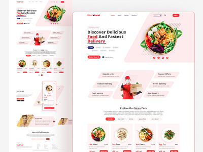 Food Delivery Landing Page - FastxFood ecommerce food food and drink food delivery food delivery application food delivery service foodie homepage landing page mockup ood delivery website restaurant snacks stayhome typography ui uiux ux web website design