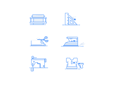 Garment manufacturing process icon blue clothing icon illustrator