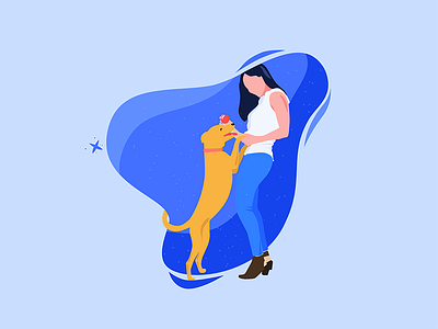 Dog blue dog free girl illustrator yellow