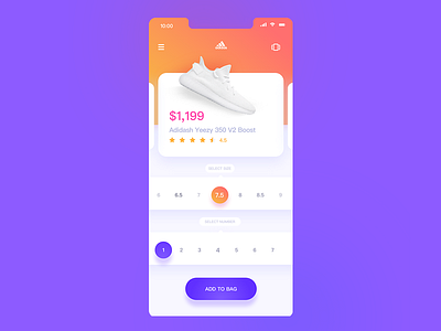 Yeezy ai app gui shoes shop sketch ui