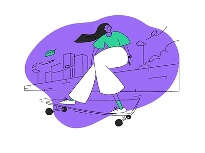 Skateboarding girl illustration illustrator logo ui