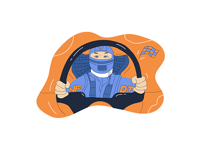 Race car driver app blue gui illustration illustrator line