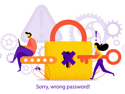 Vector illustration of wrong and invalid password error. Concept agent apartment art business character concept flat graphic key large leadership lock manager people person teamwork tool vector woman young