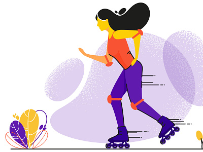 Girl riding on roller skates adobe art cartoon digital flat graphic illustration illustrator image people vector web
