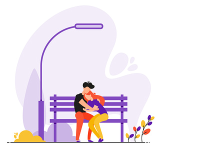 Couple on a bench art design flat illustration people person ui vector woman