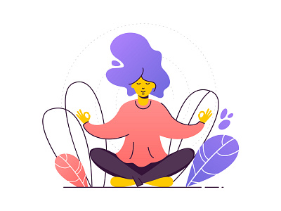 Female character doing yoga