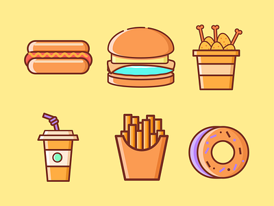 Fast Food Icon 2d app application chicken drink fast food fastfood hamberger hamburger icon icon design icon set