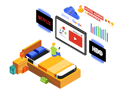 Hotel Room 2d animation app app design application color flat flatstyle gif icon illustration illustrator isometric isometric art isometric illustration motion motion graphic