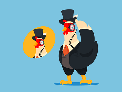 Gentlemanly Chicken 2d animation animations character chick chicken chicken logo chicken wings chickens color flat gif illustration logo logoanimation logodesign loop motion motion graphic