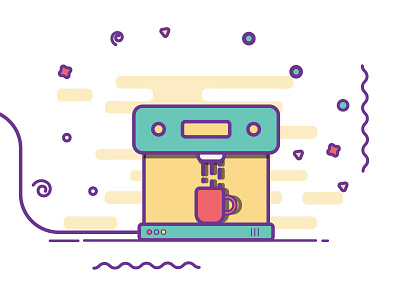 Coffee Machine 2d coffee machine color flat gif illustration line ar loop motion graphic