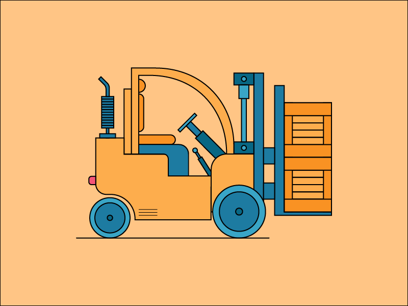 Forklift forklift cat icon house flat color art character man 2d