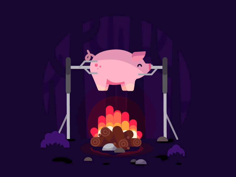 Pig On Fire 2d animation animator character color flat gif illustration illustrator loop motion motion graphic