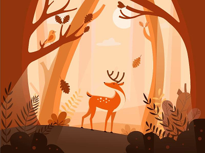 Friends in the forest 2d animation animator design flat flatstyle illustration motion motion graphic