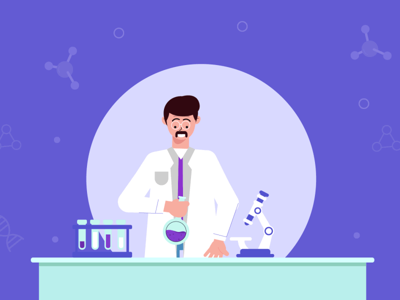 Science Witch 2d animate animation character explainer gif lab motion graphic scientist star witch