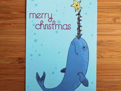 Merry Christmas Narwhal design illustration narwhal postcard