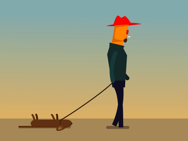 Guy "walking" his dog walk cycle after effects animation character cycle dog gif loop walk