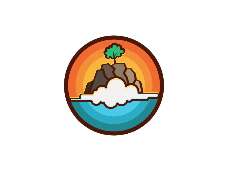 Paradise Island Logo Animation after effects animation blue cloud color gif illustrator island logo mountains orange paradise
