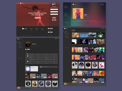 [Dark mode] Music Web/Mobile app design - Shuffle app branding design logo mobileapp typography ui ux vector