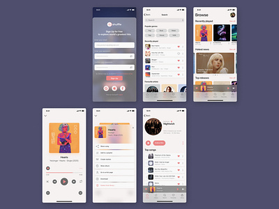 Music Mobile app design - Shuffle app branding design logo mobileapp typography ui ux vector