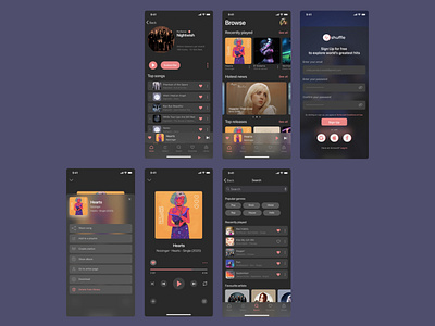 [Dark mode] Music Mobile app design - Shuffle app branding design logo mobileapp typography ui ux vector