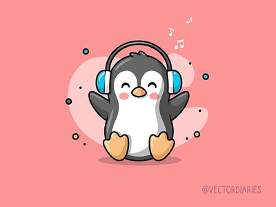 Cute Penguin🐧 animal app art beautiful bird branding cute cute animal design graphic graphic design icon icon design illustration logo music penguin polar ui vector