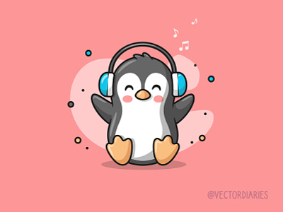 Cute Penguin🐧 animal app art beautiful bird branding cute cute animal design graphic graphic design icon icon design illustration logo music penguin polar ui vector