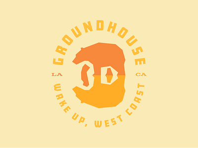 Groundhouse Primary Logo bear beverage branding caffeine california coffee craft design geometric gold lockup logo los angeles orange retro tea typography vintage yellow