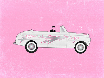 Greased Lightnin' car classic convertible design famous cars grease illustration john travolta lightning movies pink racing retro silver stickers vehicle vehicles vintage wheels white