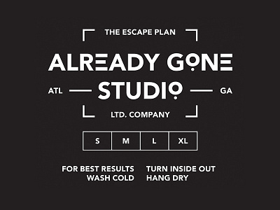 Already Gone Studio Neck Tag apparel clothing geometic lockup tag typography