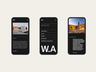 W.A Real Estate Agency branding e commerce figma mobile design product design real estate agency sketch ui ui ux ux web web design