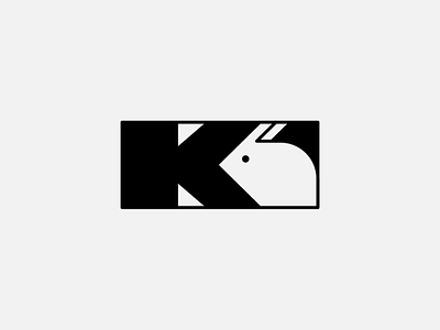 K. alphabet dropcap k letter logo rabbit typography