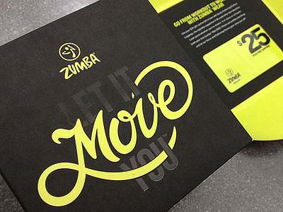 Let It Move You black giftcard green lettering sleevedesign zumba