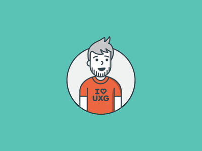 UX Gofer Dude avatar character green icon illustration line orange ux vector