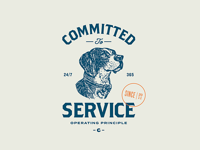 Committed to Service badge blue branding chewy dog identity lockup logo orange seal typography