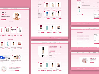 Cosmetics online store basket catalog page checkout page cosmetics cosmetics store design main page online store photoshop product page thank you page ui ux web designer