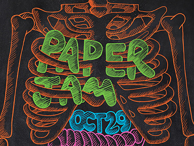 PaperJam Poster chalkboard hand drawn type illustration neon poster design typography