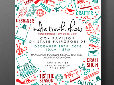 Indie Trunk Show poster christmas craft show hand lettering holidays illustration lettering oklahoma poster design shop local