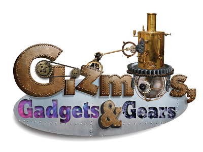 Gizmos Gadgets & Gears branding design illustration logo vector