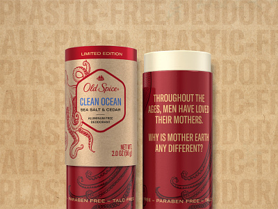 Old Spice - All-Paper, Plastic-Free Deodorant branding cardboard deodorant illustration package recycle sustainable typography