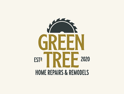 Green Tree badge branding design general contractor logo typography vector woodworking