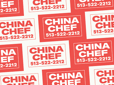 China Chef Branding boarder branding chinese duotone food logo pattern phone number signage take out