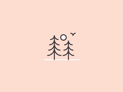 Nature bird icon illustration nature outdoors pine pink screen print simple sun