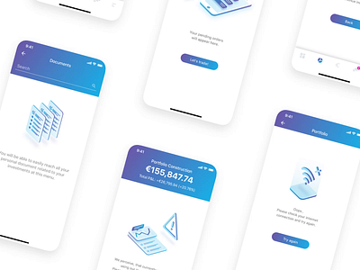 Wealth Management Empty States app clean design design empty state finance illustration ios iphone x isometric minimal money product design showcase sketch trade ui ux wealth management